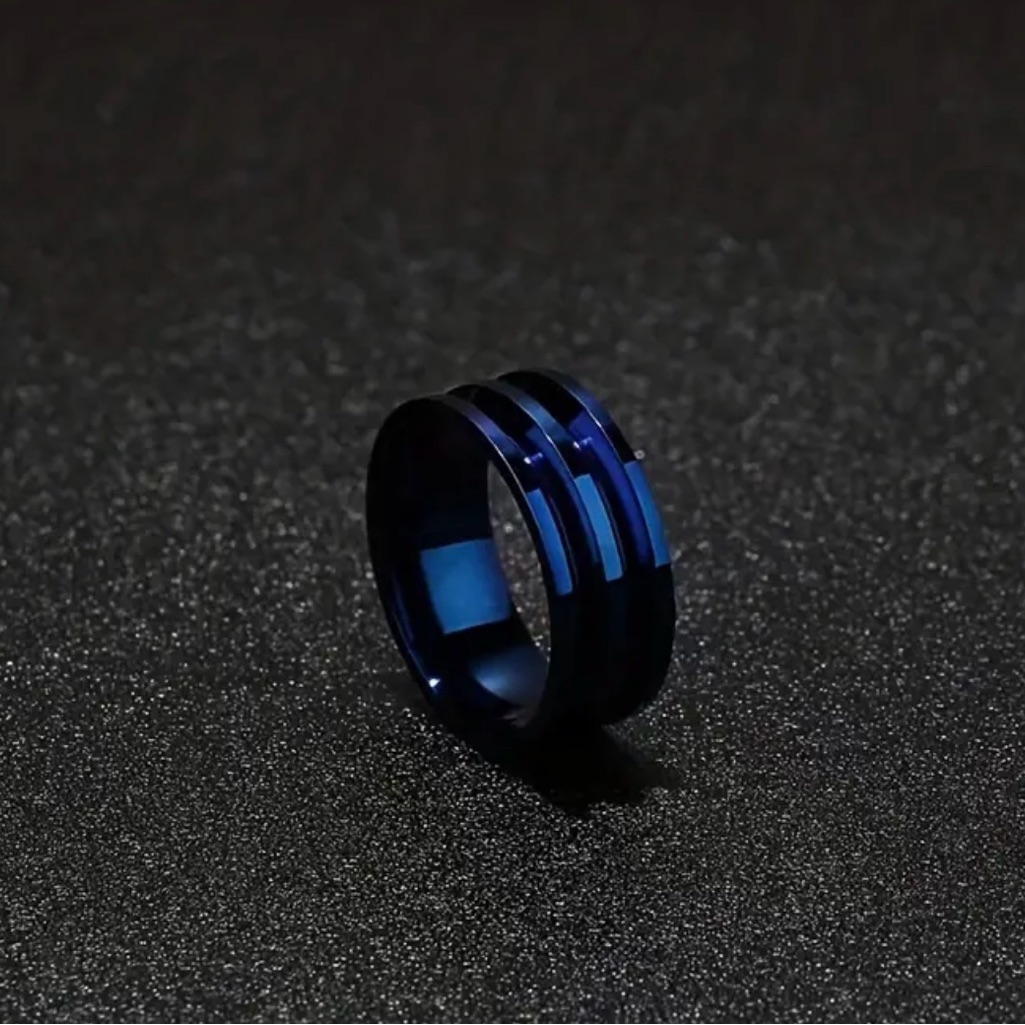 Men’s Titanium Steel Blue 8mm Band Size 12